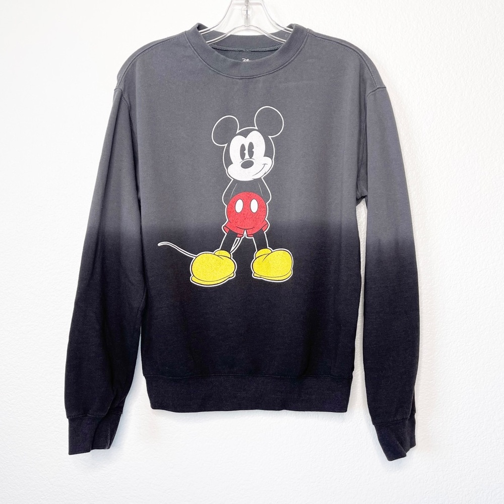 Disney Gray Pullover Sweatshirt Women’s Size XS Mickey Mouse Black Ombré